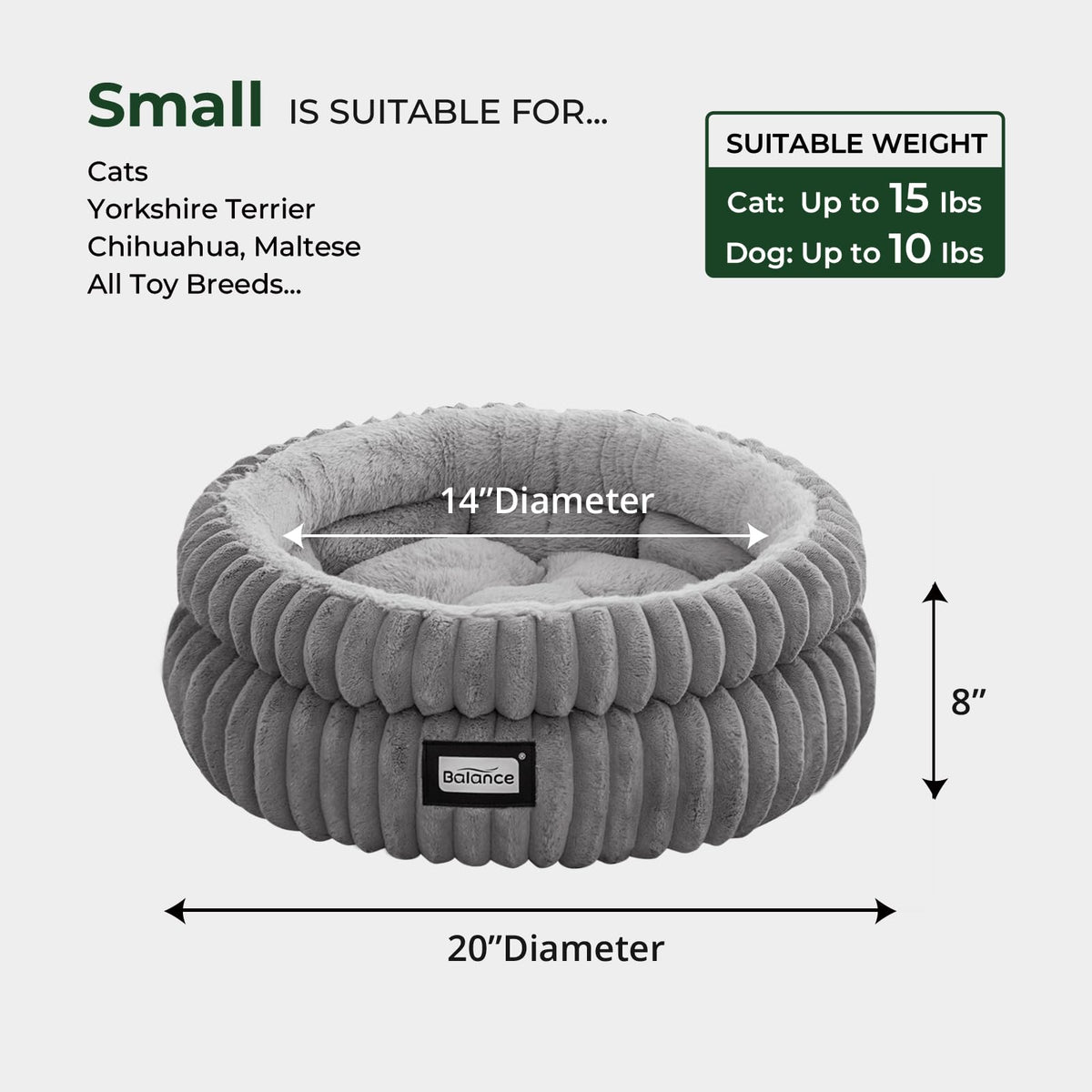 Washable Round Plush Cat Bed W3466