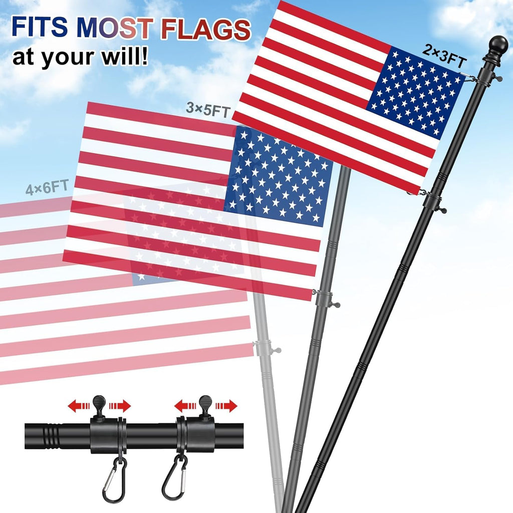Black 5ft Tangle Free Metal Flag Pole B55696