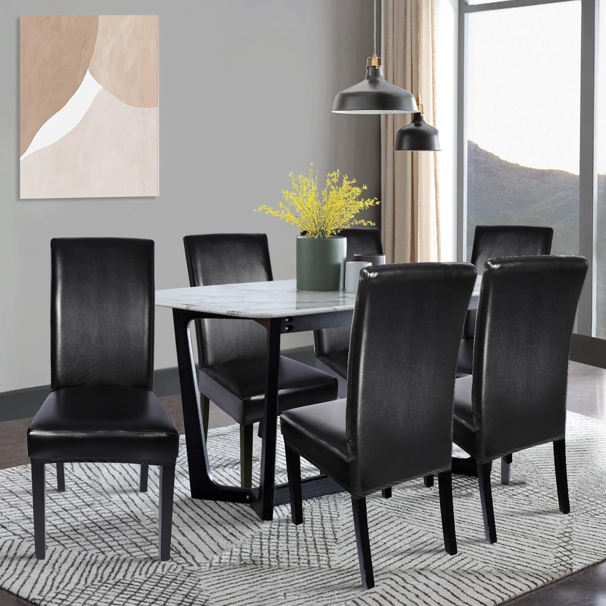 Waterproof PU Leather Dining Chair Covers Set of 6 X14158