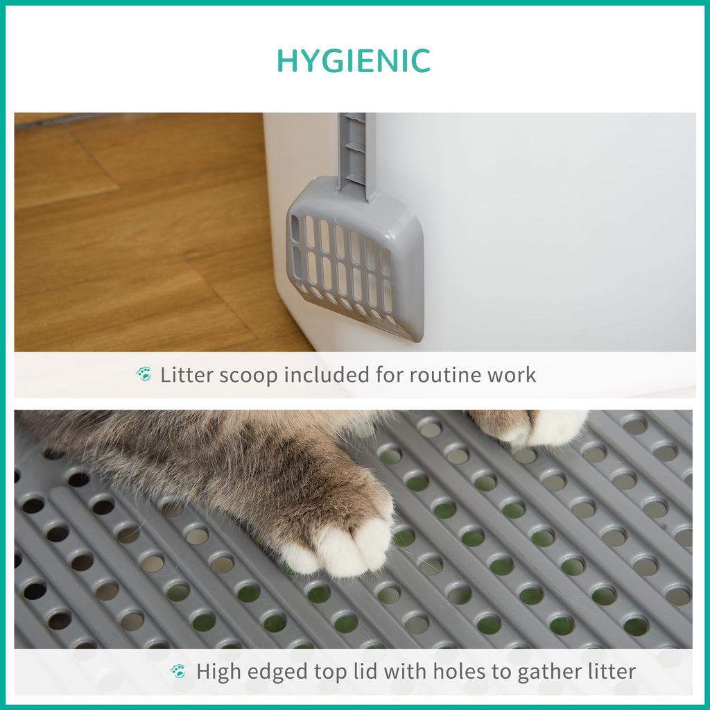 Covered Cat Litter Box with Scoop, White R838493