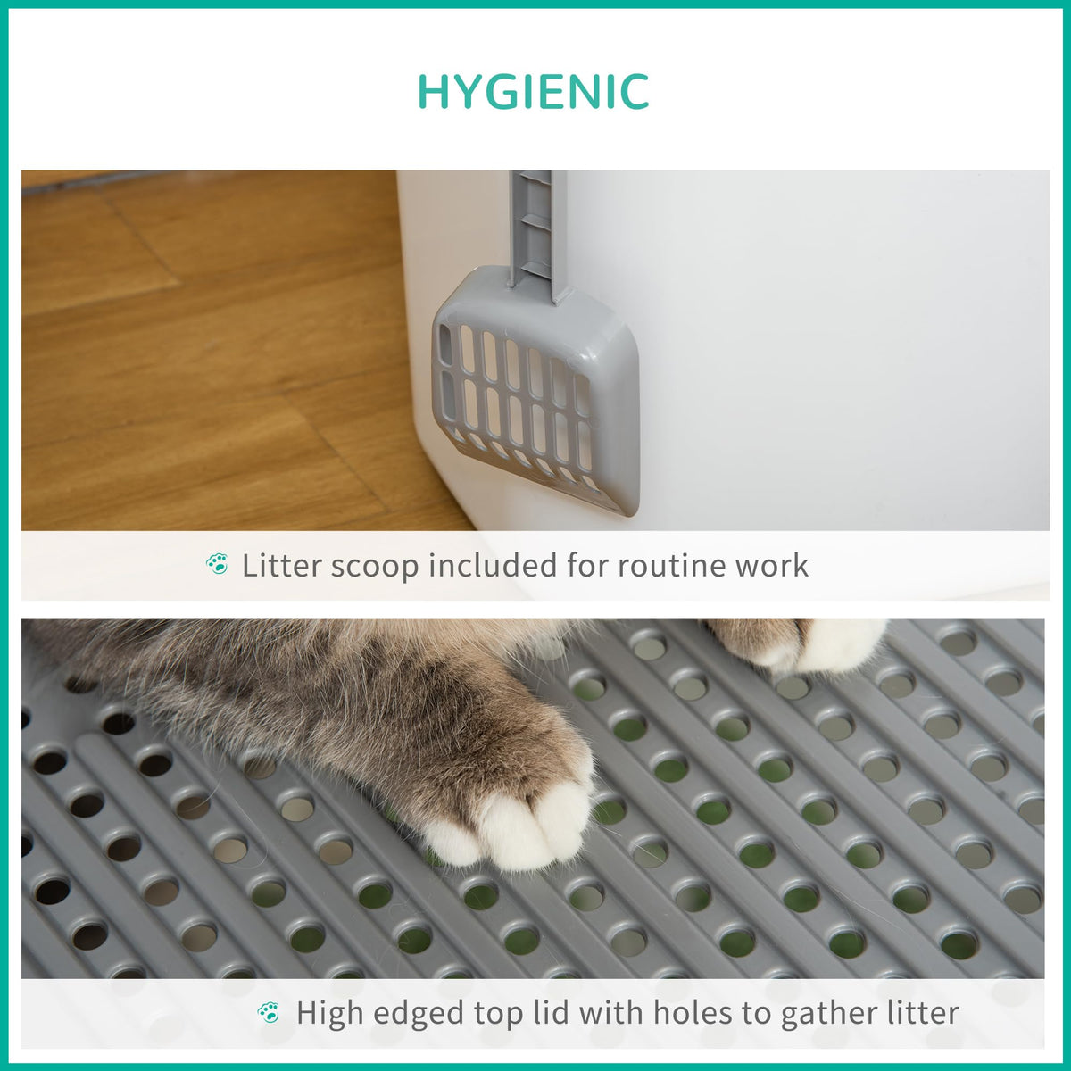 Covered Cat Litter Box with Scoop, White R838493
