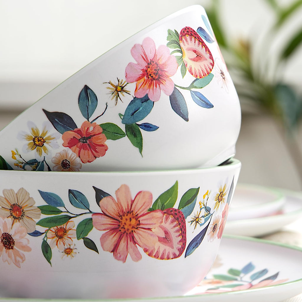 12-Piece Strawberry Melamine Dinnerware Set K457