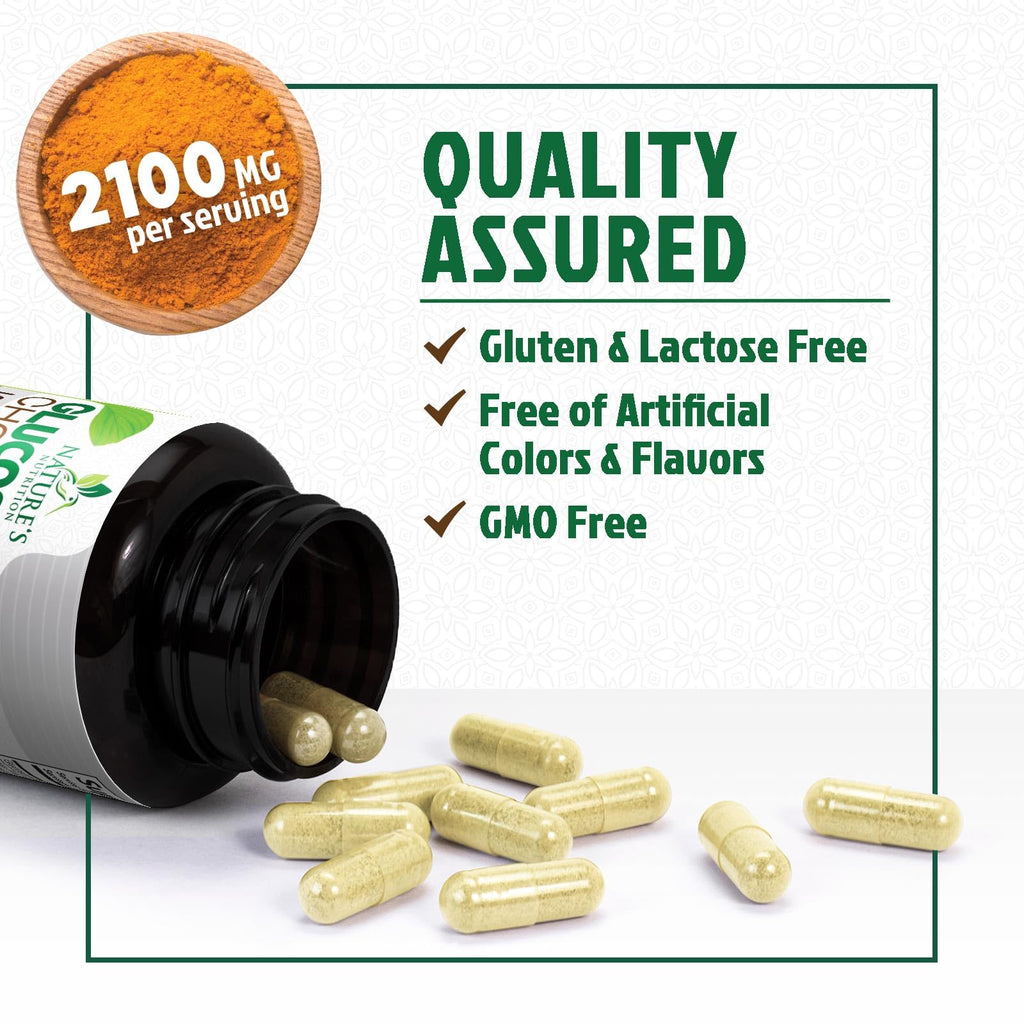 Glucosamine Chondroitin MSM 2100mg Joint Support Supplement with Turmeric & Boswellia 60 Capsules L647159