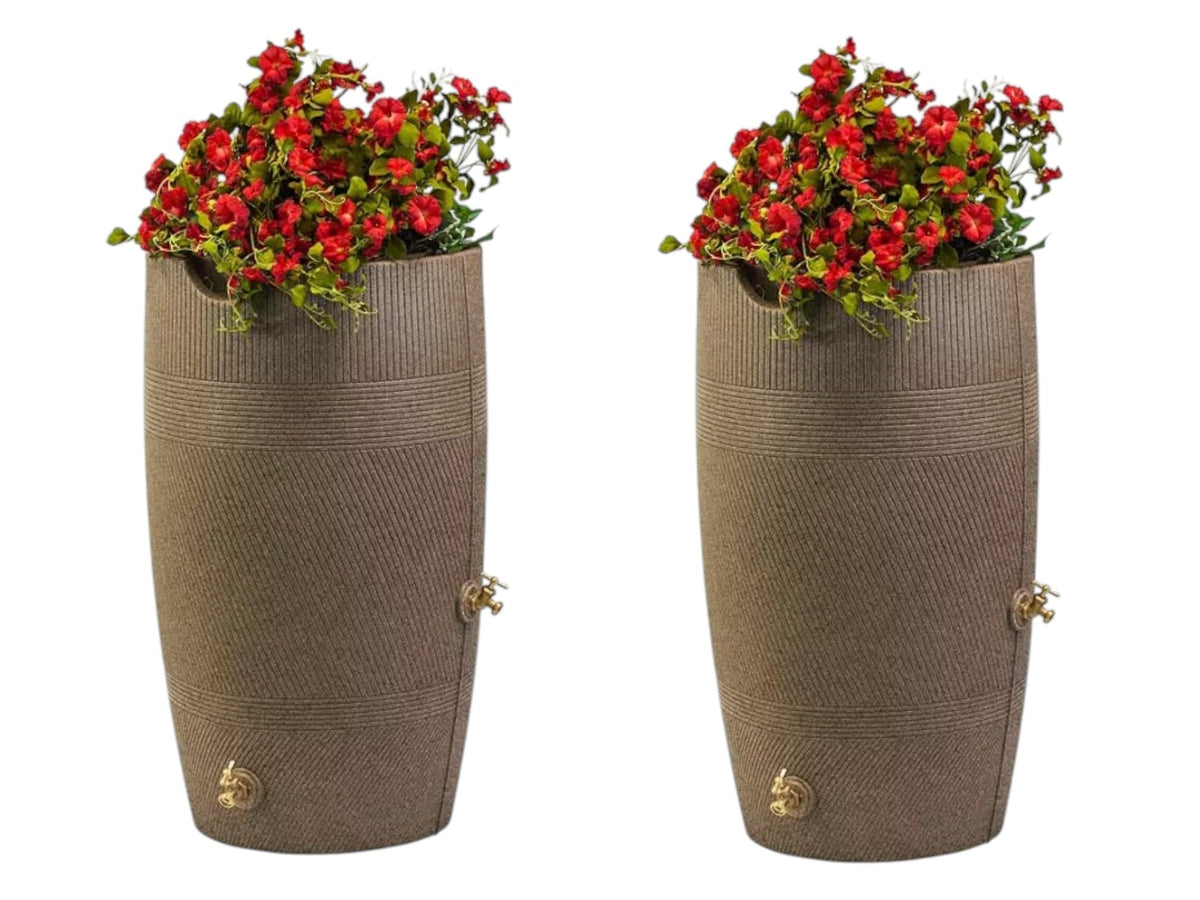 Khaki Granite 50 Gallon Rain Barrel and Planter Top 2 Pack J28844
