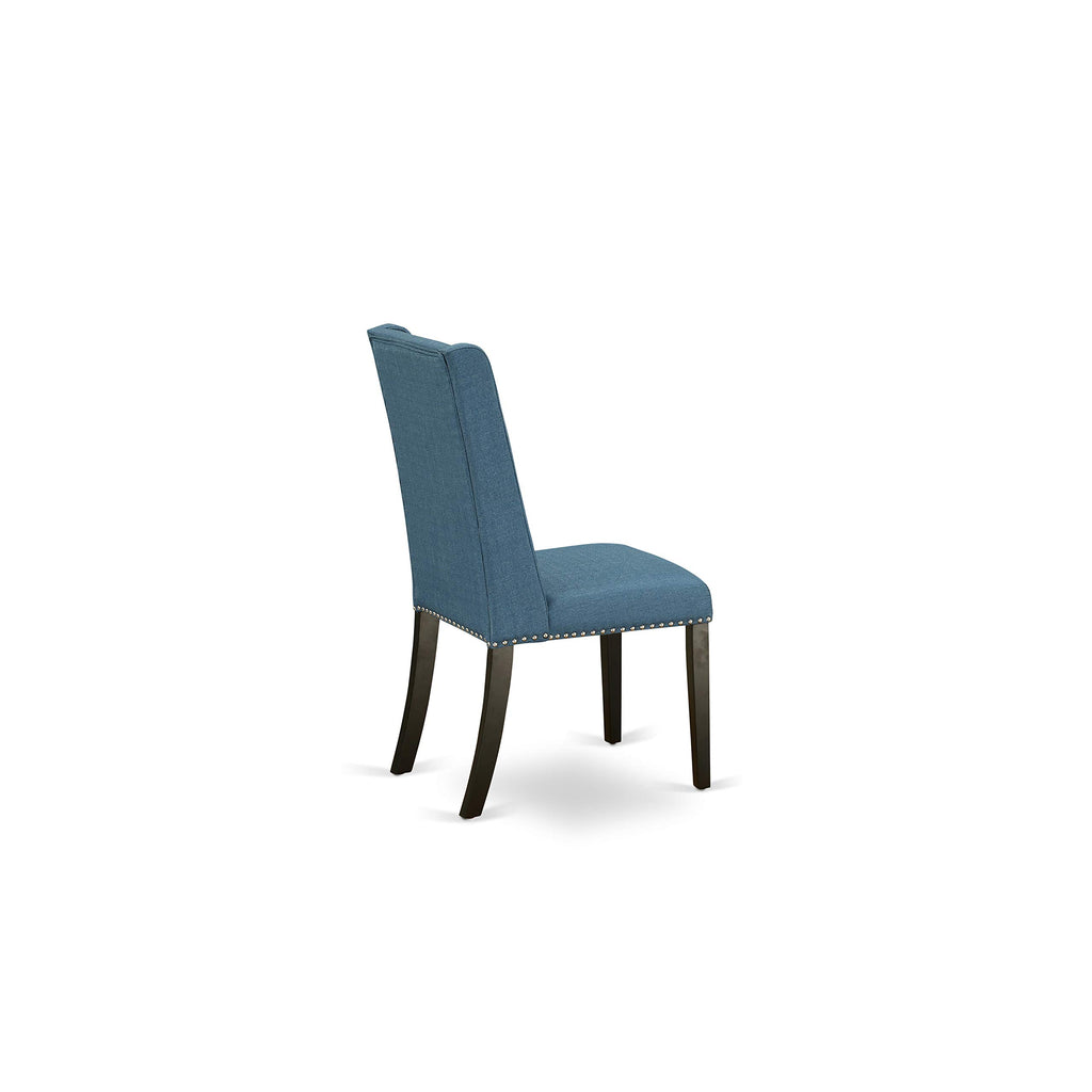 3 Piece Dining Table Set with 2 Blue Linen Fabric Chairs N33413