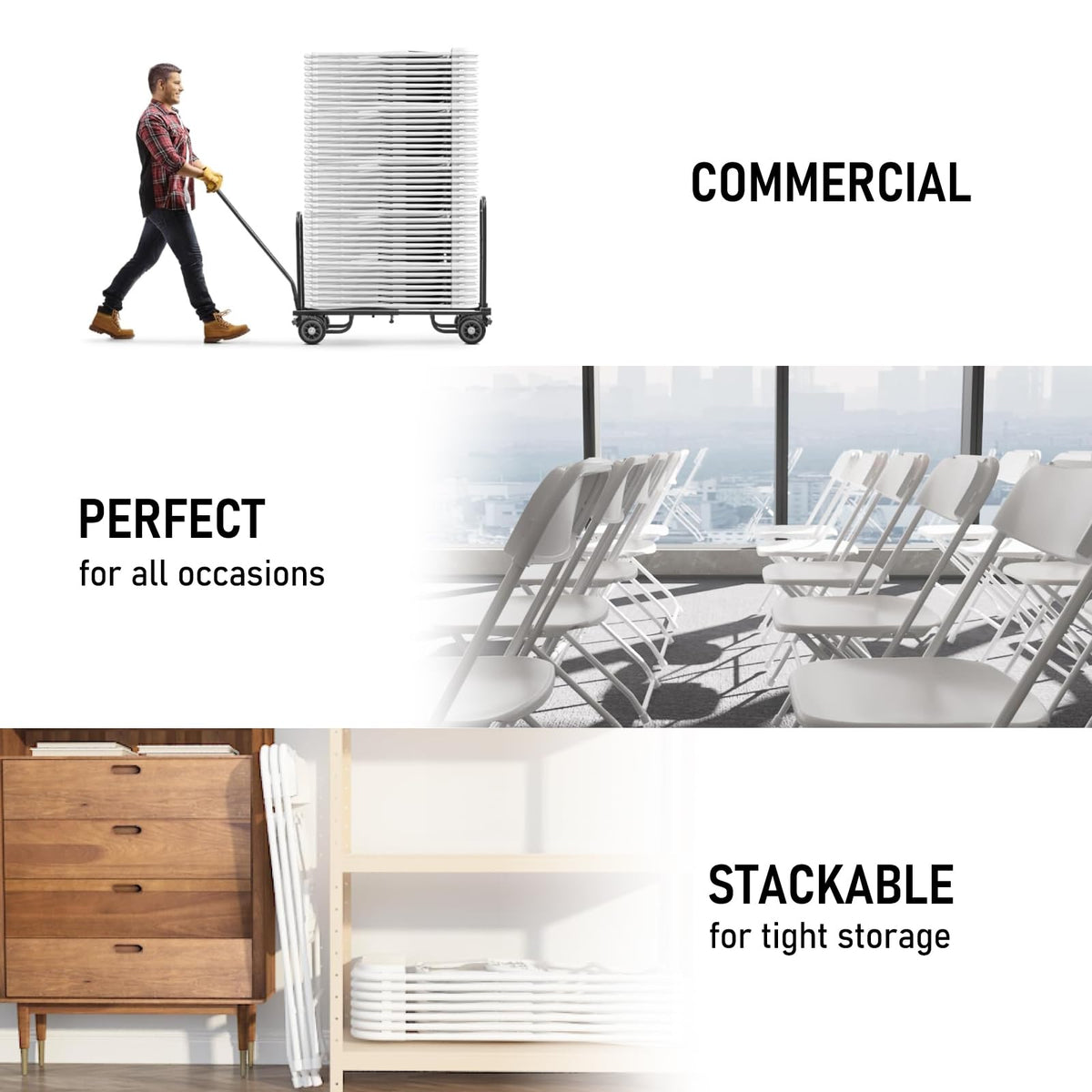 10 Pack White Plastic Folding Chairs Y272