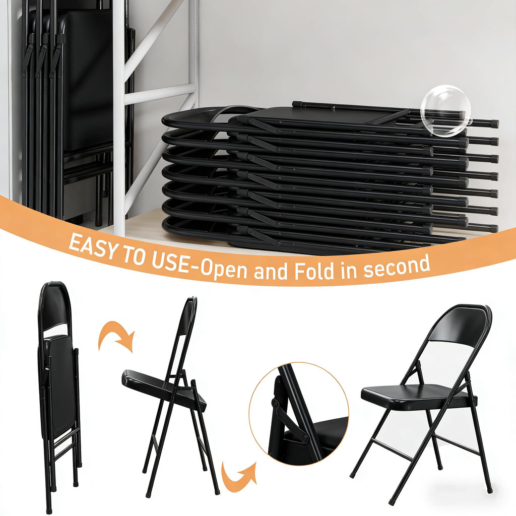 Black Heavy Duty Metal Folding Chairs 10 Pack I57813