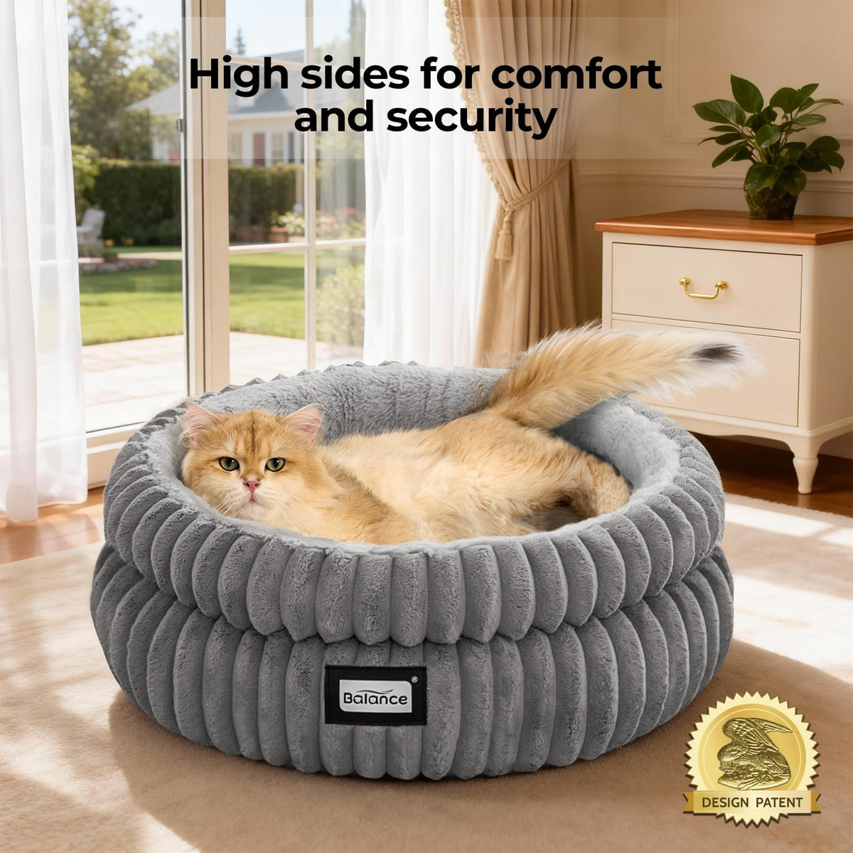 Washable Round Plush Cat Bed W3466