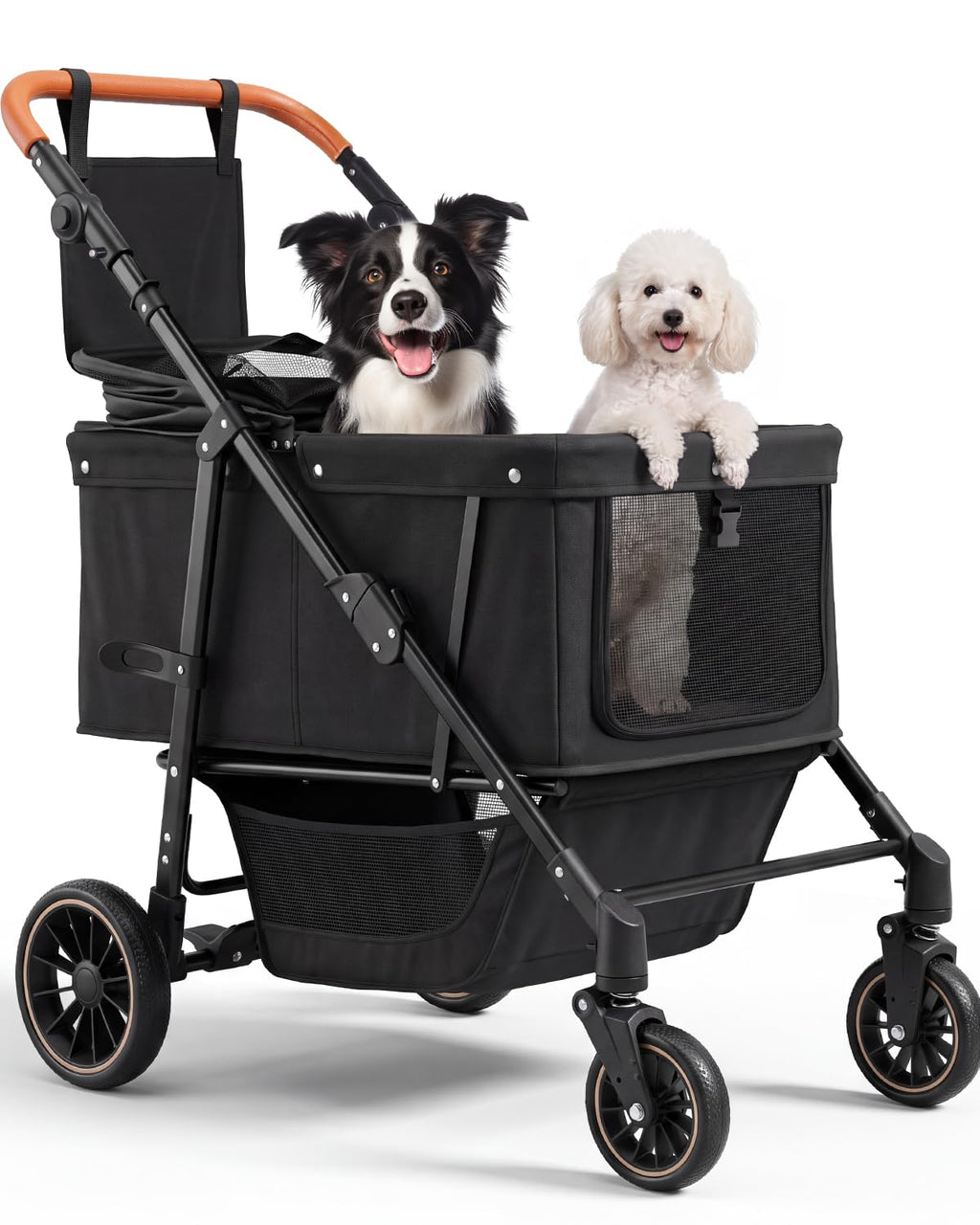 Foldable Ventilated Dog Stroller with Canopy F61635