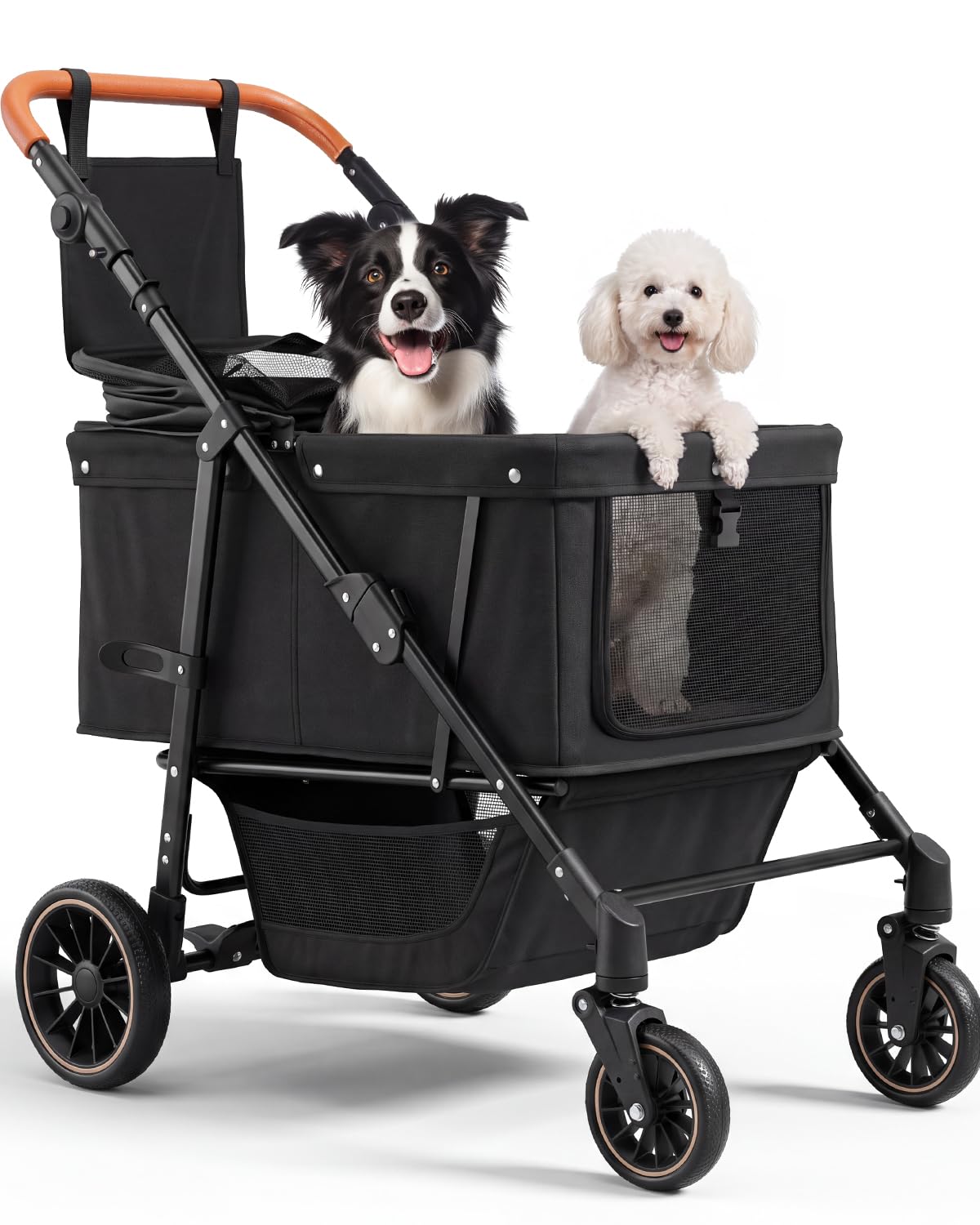 Foldable Ventilated Dog Stroller with Canopy F61635
