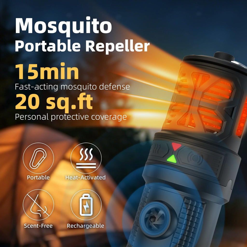 Portable Ultrasonic Mosquito Repeller with Carabiner Hook (6 Refills) S905806