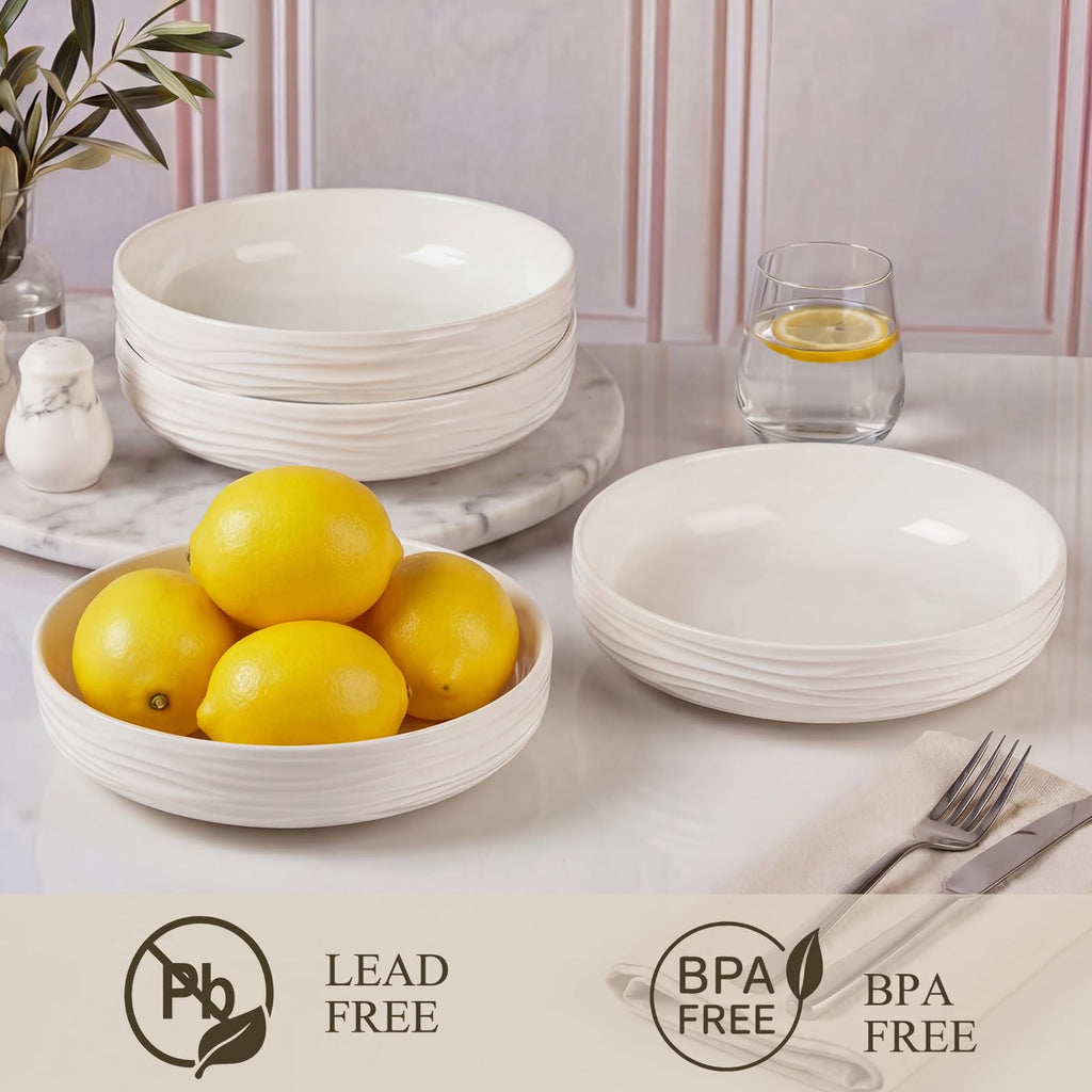 White Pasta Bowls Set of 4 E988
