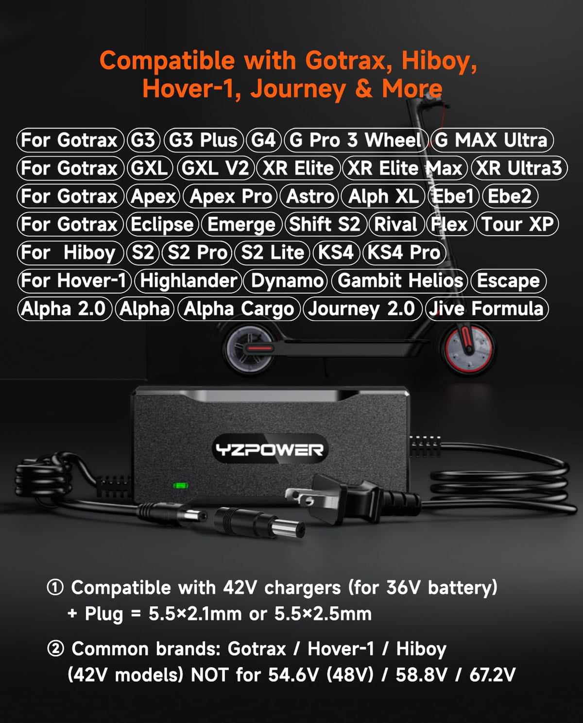 42V 2A Electric Scooter Charger F74952