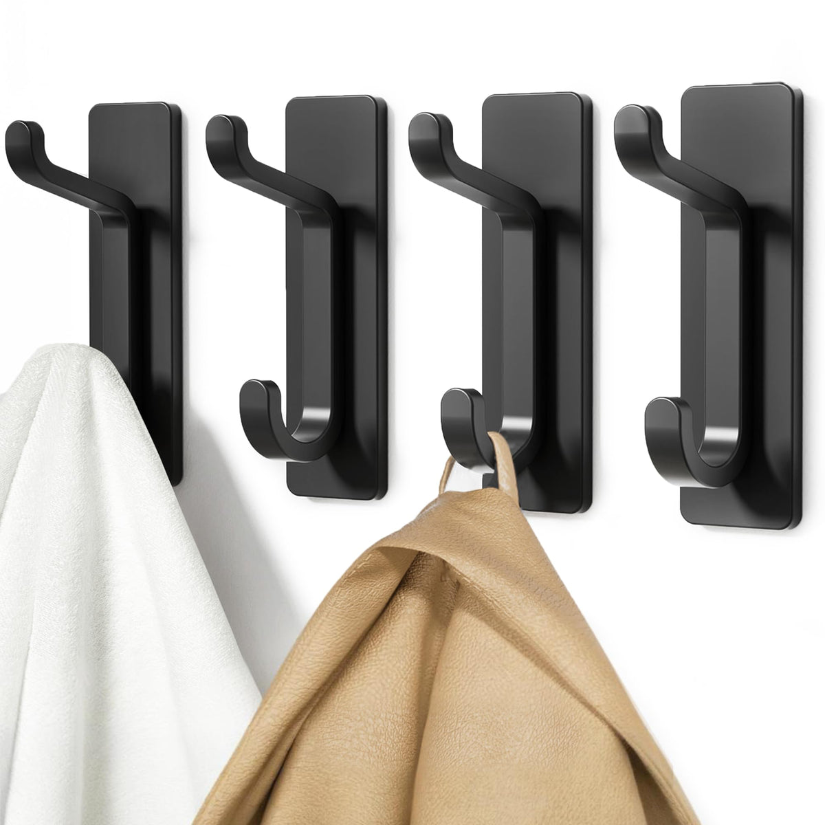 Black 4 Pack Stick-on Hooks Z704766