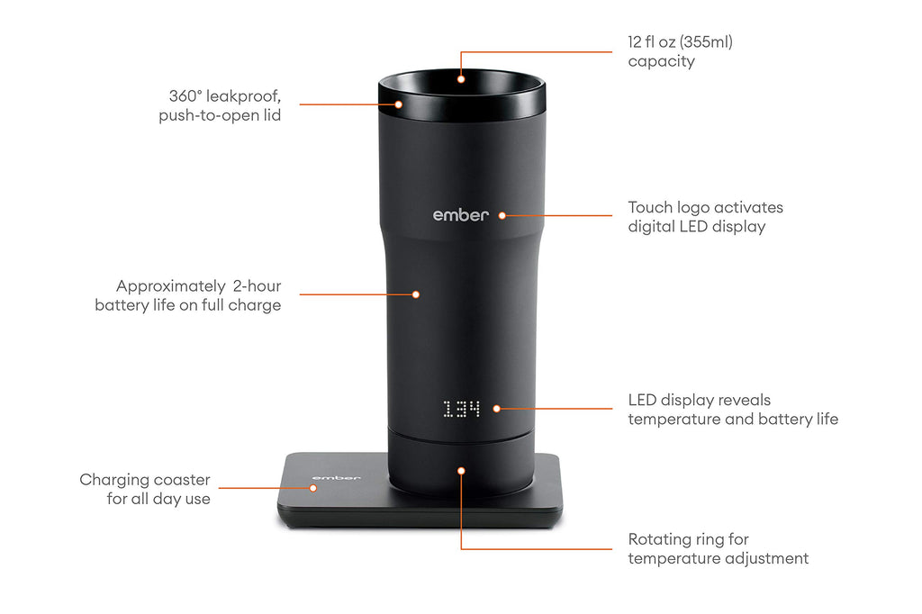 Black 12 Ounce Temperature Control Travel Mug C44428
