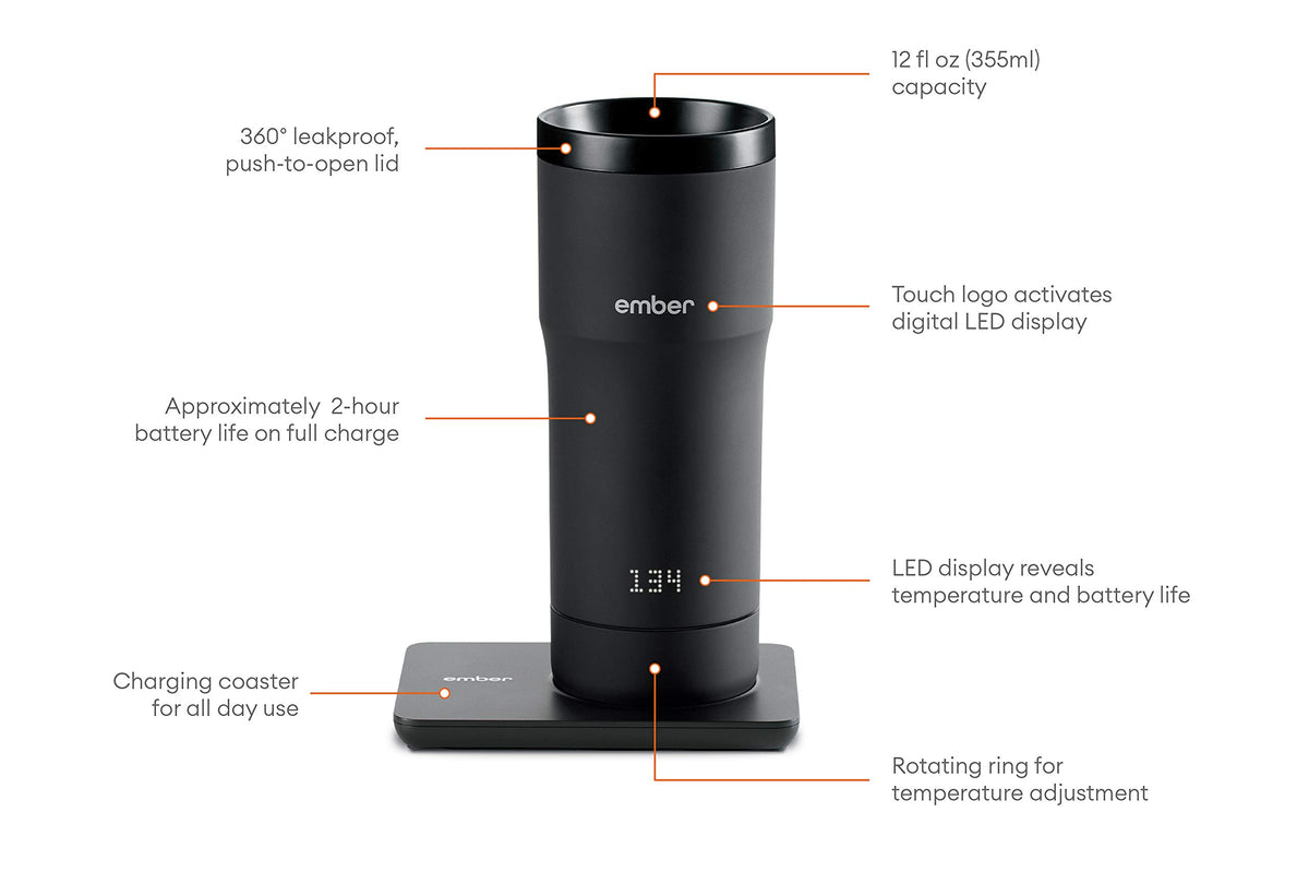 Black 12 Ounce Temperature Control Travel Mug C44428