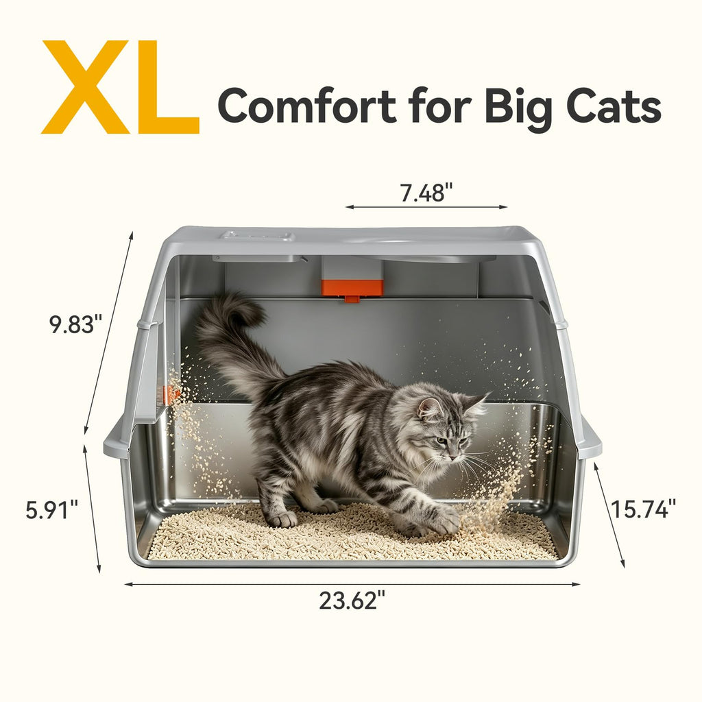 XL Enclosed Stainless Steel Litter Box with Lid T78071