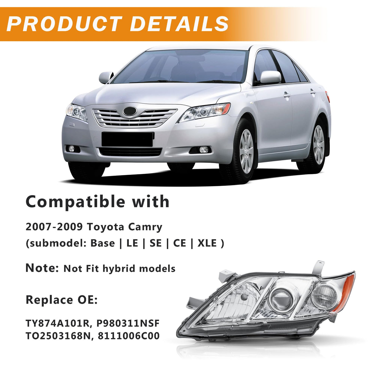 Headlight Assembly for Toyota Camry N6585