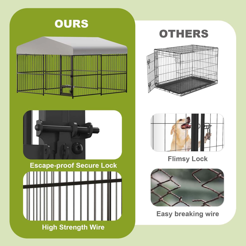 10 x 10FT Heavy Duty Metal Outdoor Dog Kennel with Roof U5077