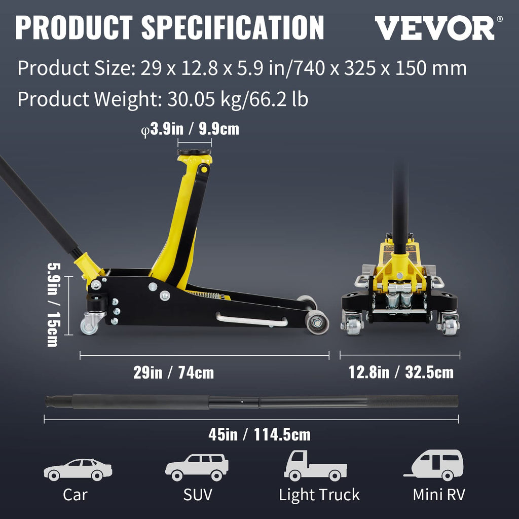 3 Ton Low Profile Aluminum Steel Floor Jack Q980669