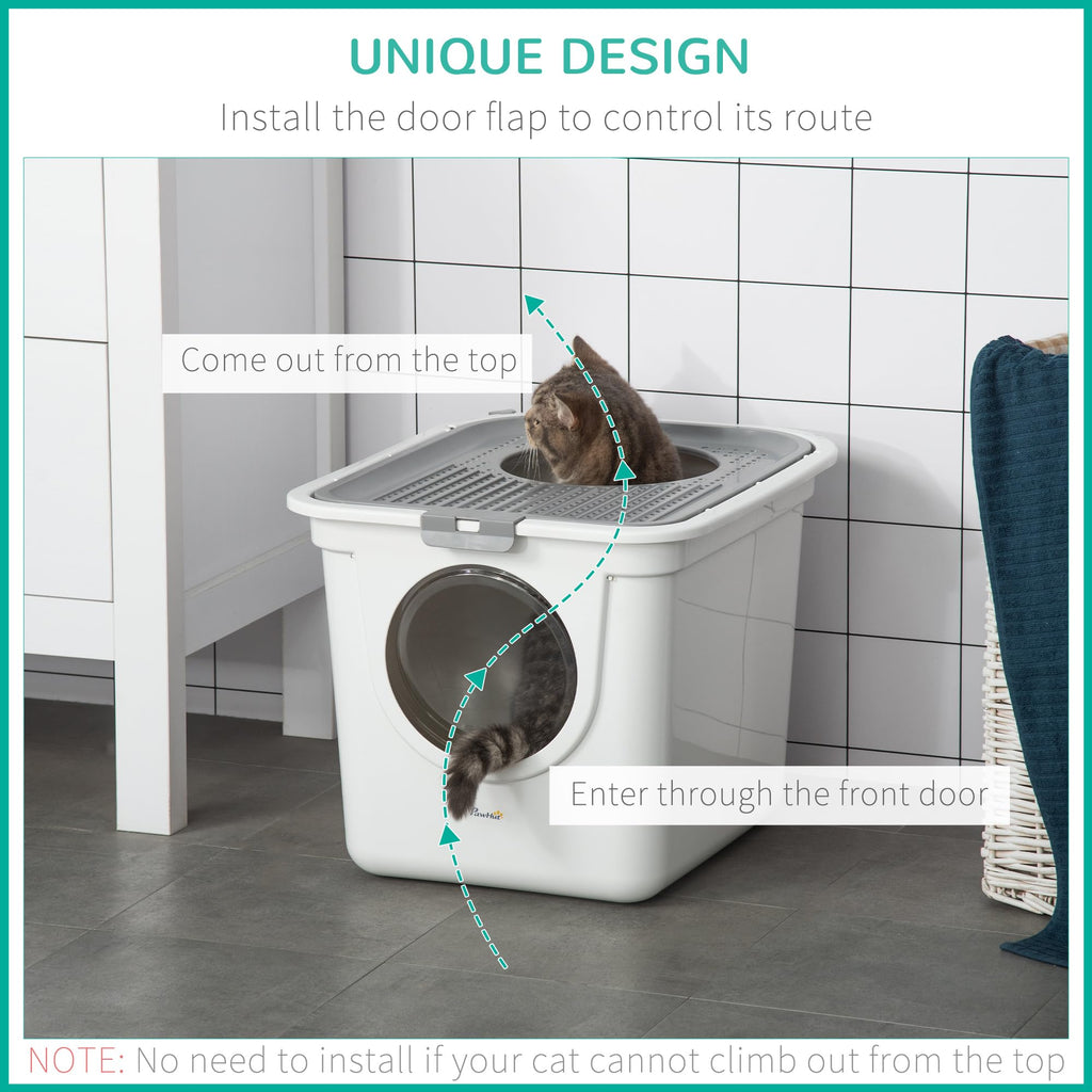 Covered Cat Litter Box with Scoop, White R838493