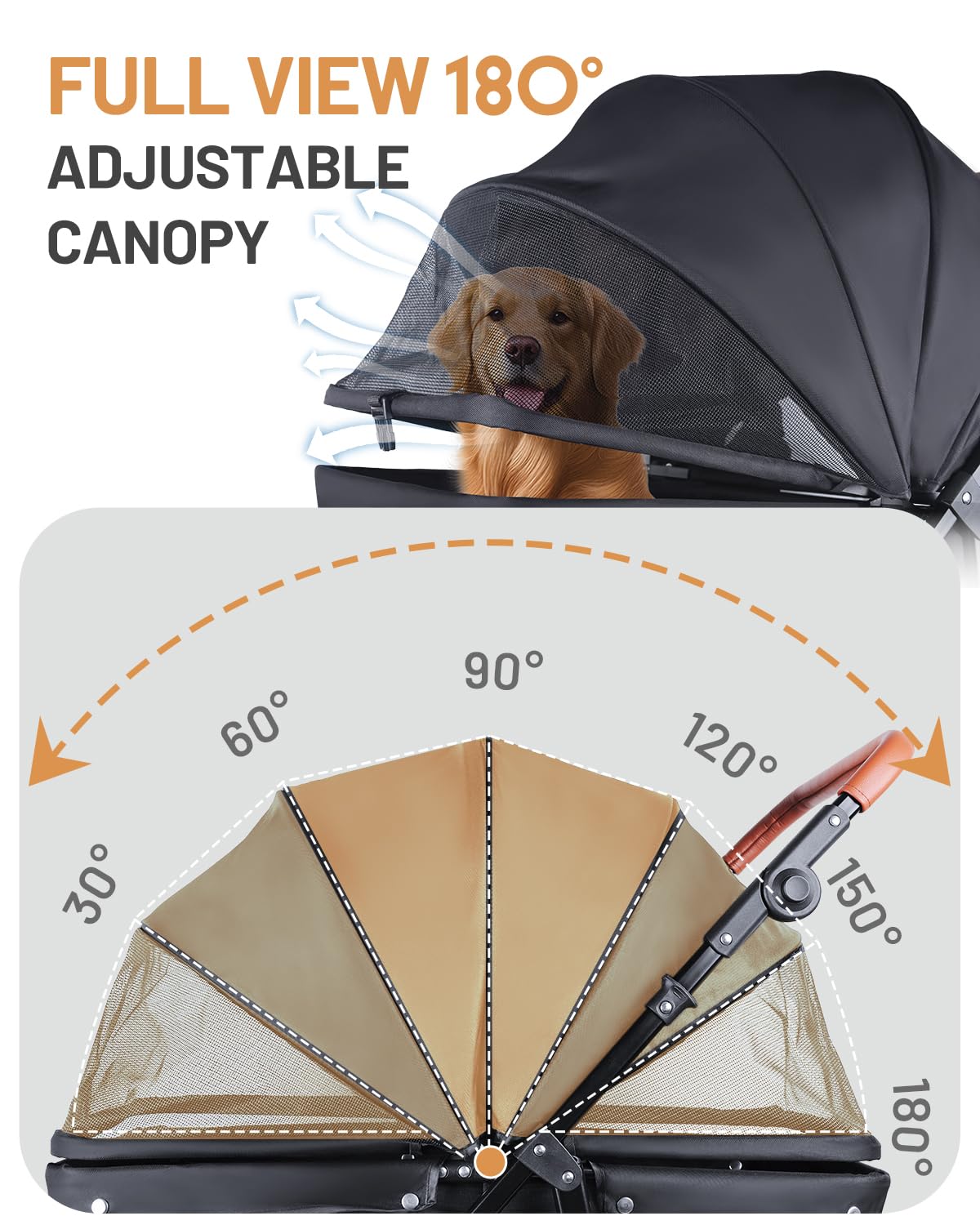Foldable Ventilated Dog Stroller with Canopy F61635