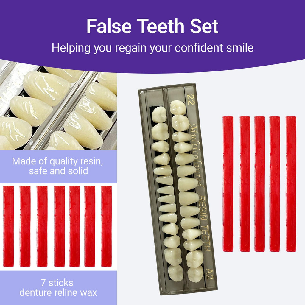 28 Pcs False Teeth Synthetic Resin Dentures Repair Kit Y705
