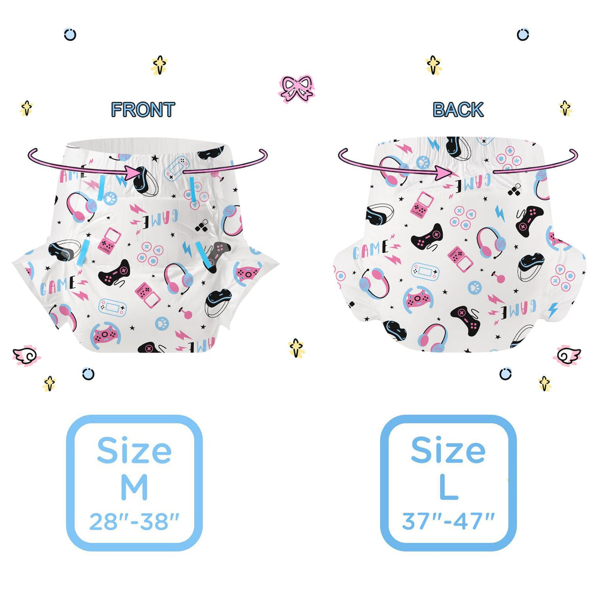 Adult Diapers 10 Pieces Disposable Incontinence Briefs with Tabs Medium 28"-38" P856