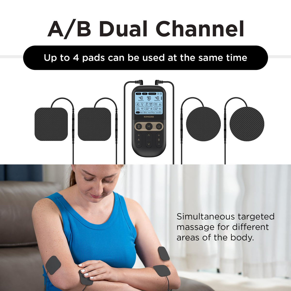 4 in 1 TENS Unit EMS Massage Muscle Stimulator Dual Channel Rechargeable Q911