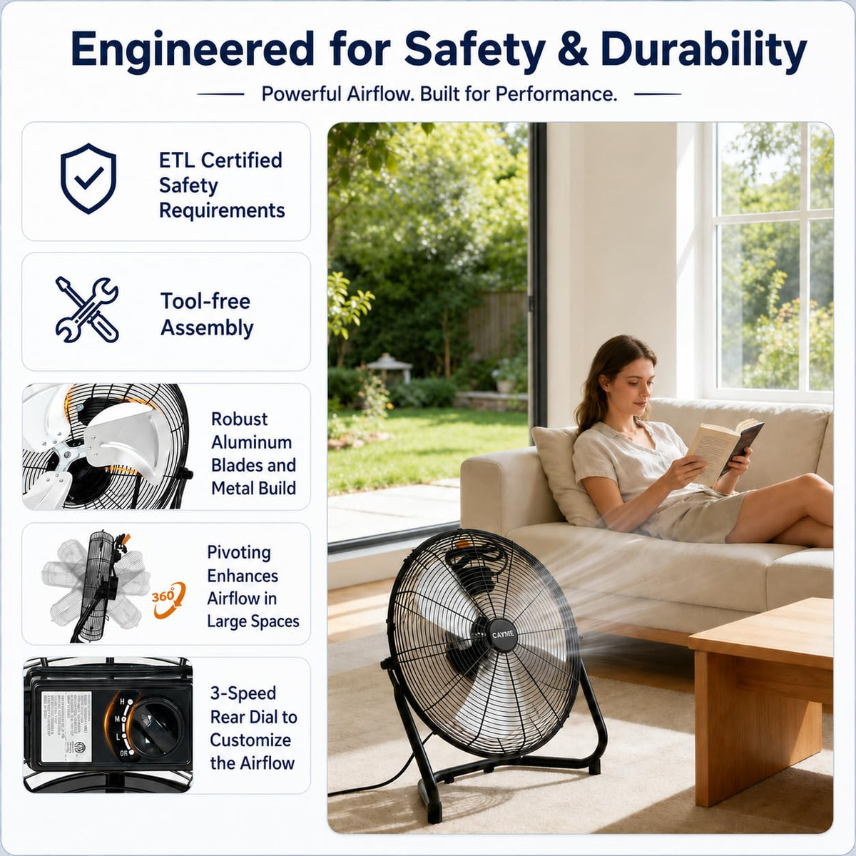20 Inch High Velocity Floor Fan L3998
