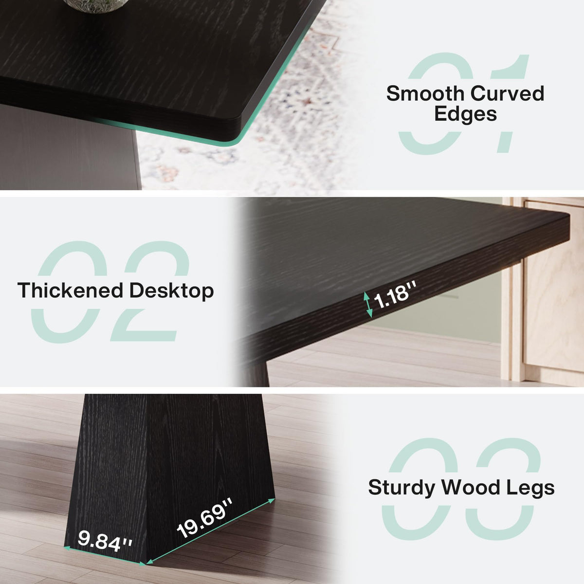 63-Inch Black Executive Desk with Double Pedestal G228419