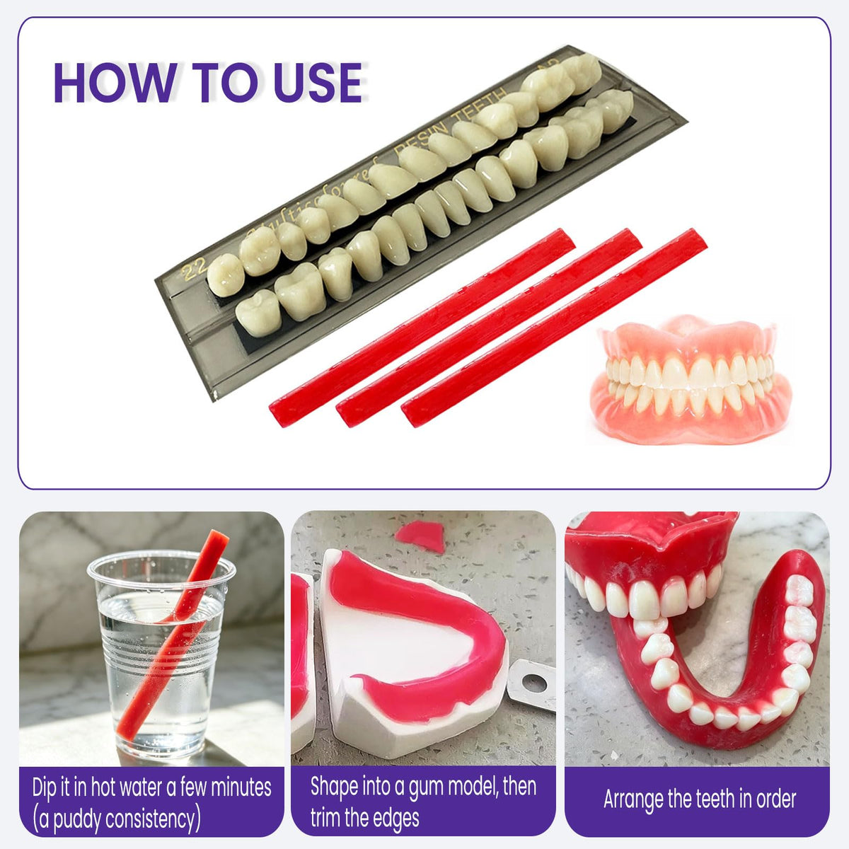 28 Pcs False Teeth Synthetic Resin Dentures Repair Kit Y705