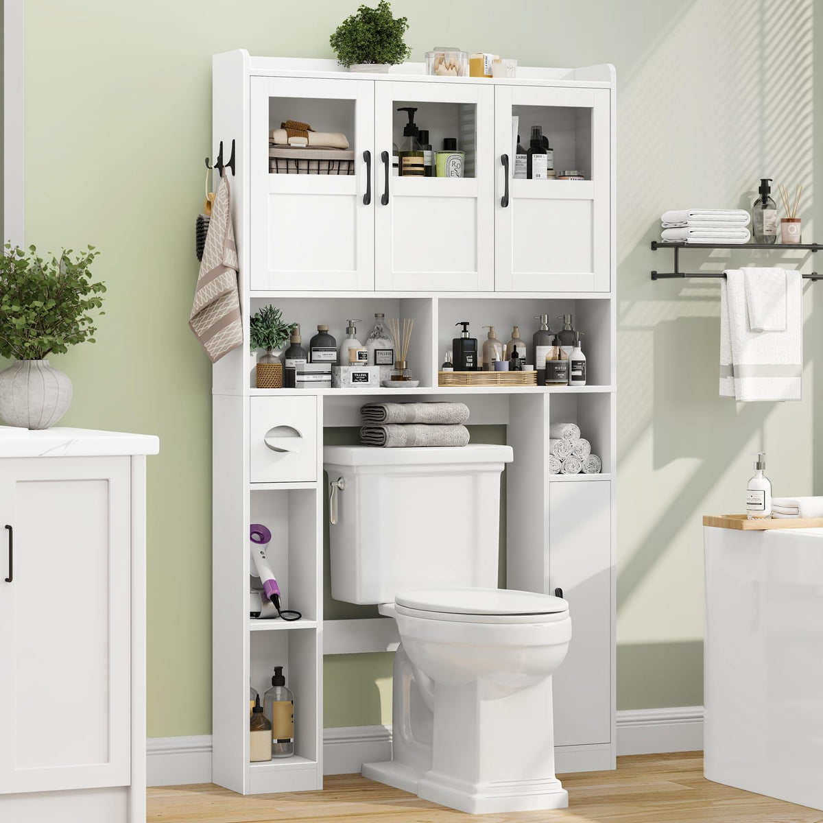 Over The Toilet Cabinet with 3 Acrylic Doors Y922