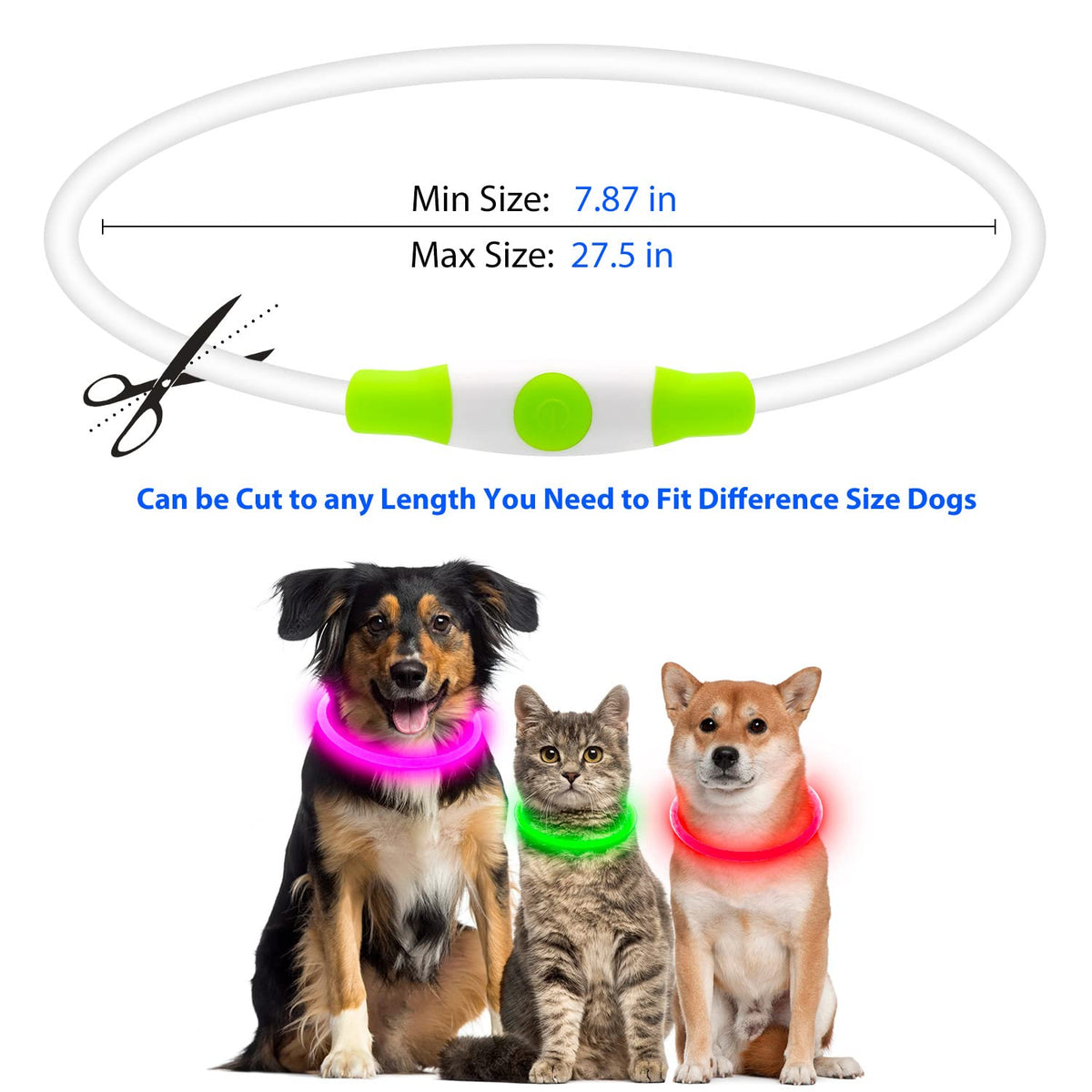 LED Dog Collar USB Rechargeable Green T93204