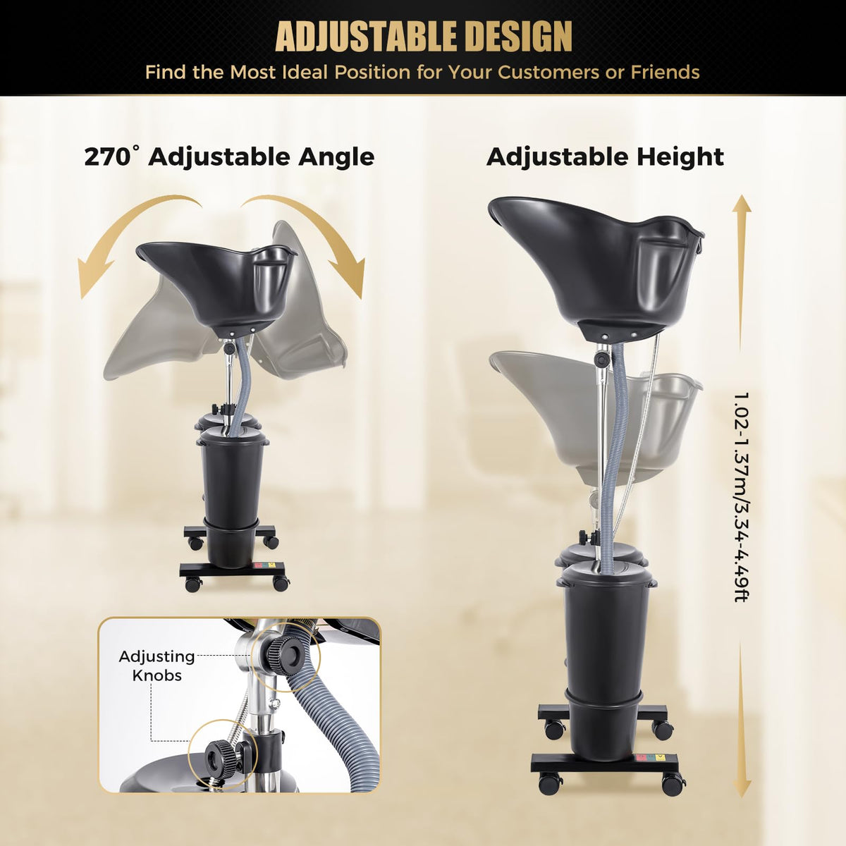 Portable Shampoo Basin with 2 Water Buckets, Black O811