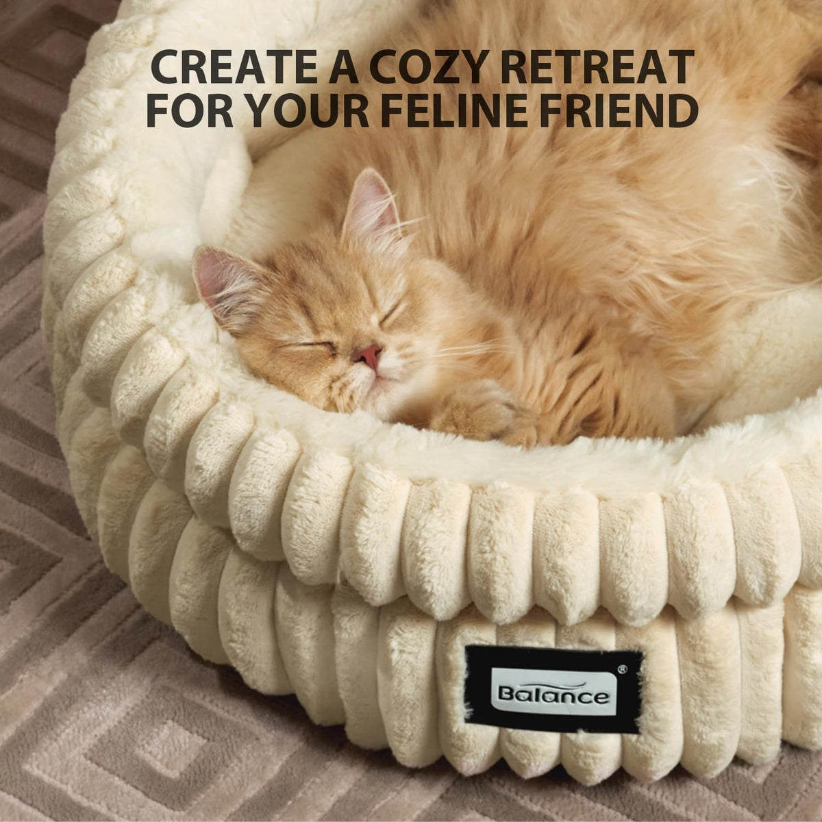 Washable Round Plush Cat Bed W3466