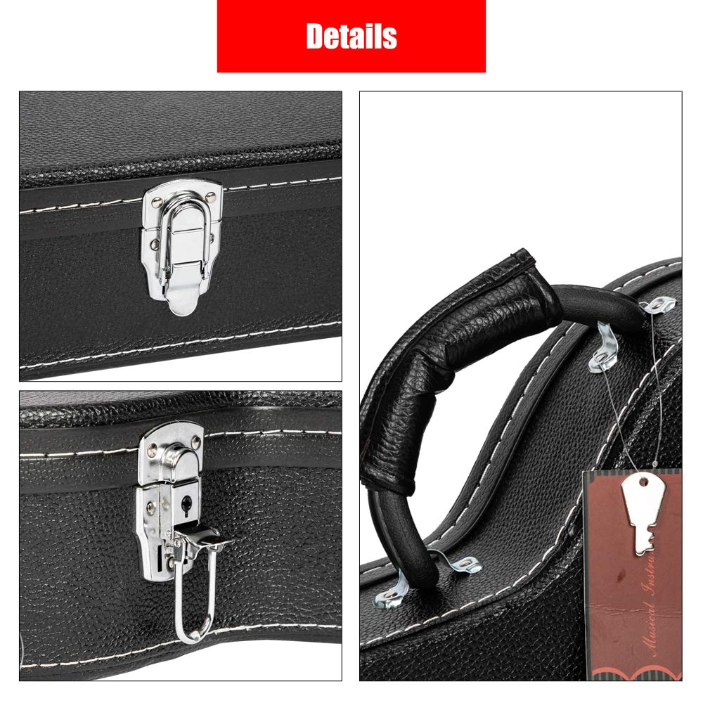 42-Inch Wooden Hard-Shell Electric Guitar Case with Lock Latch Padding C1161