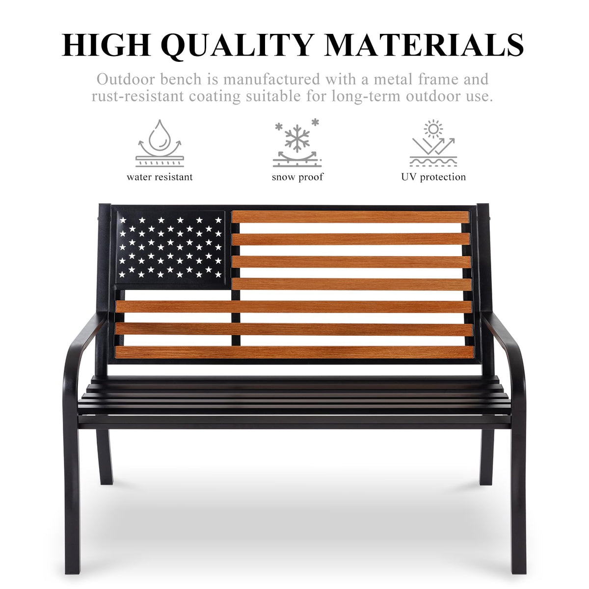 50" Outdoor Garden Bench with Weatherproof Seat M16150