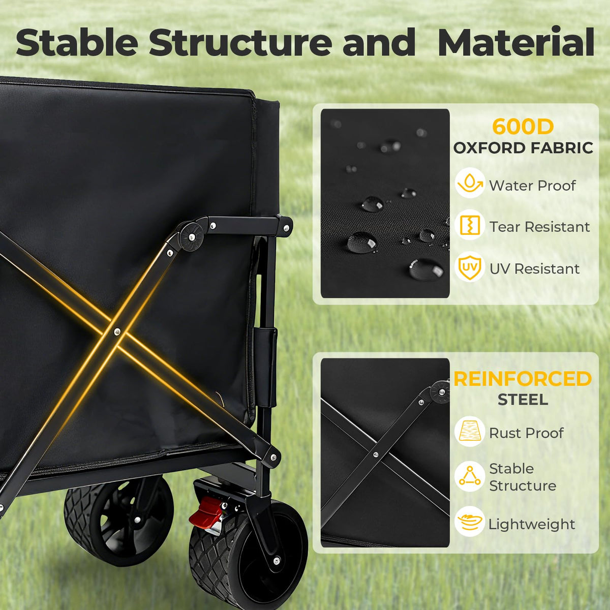 Collapsible Wagon Cart with Wheels 240L Capacity E653338