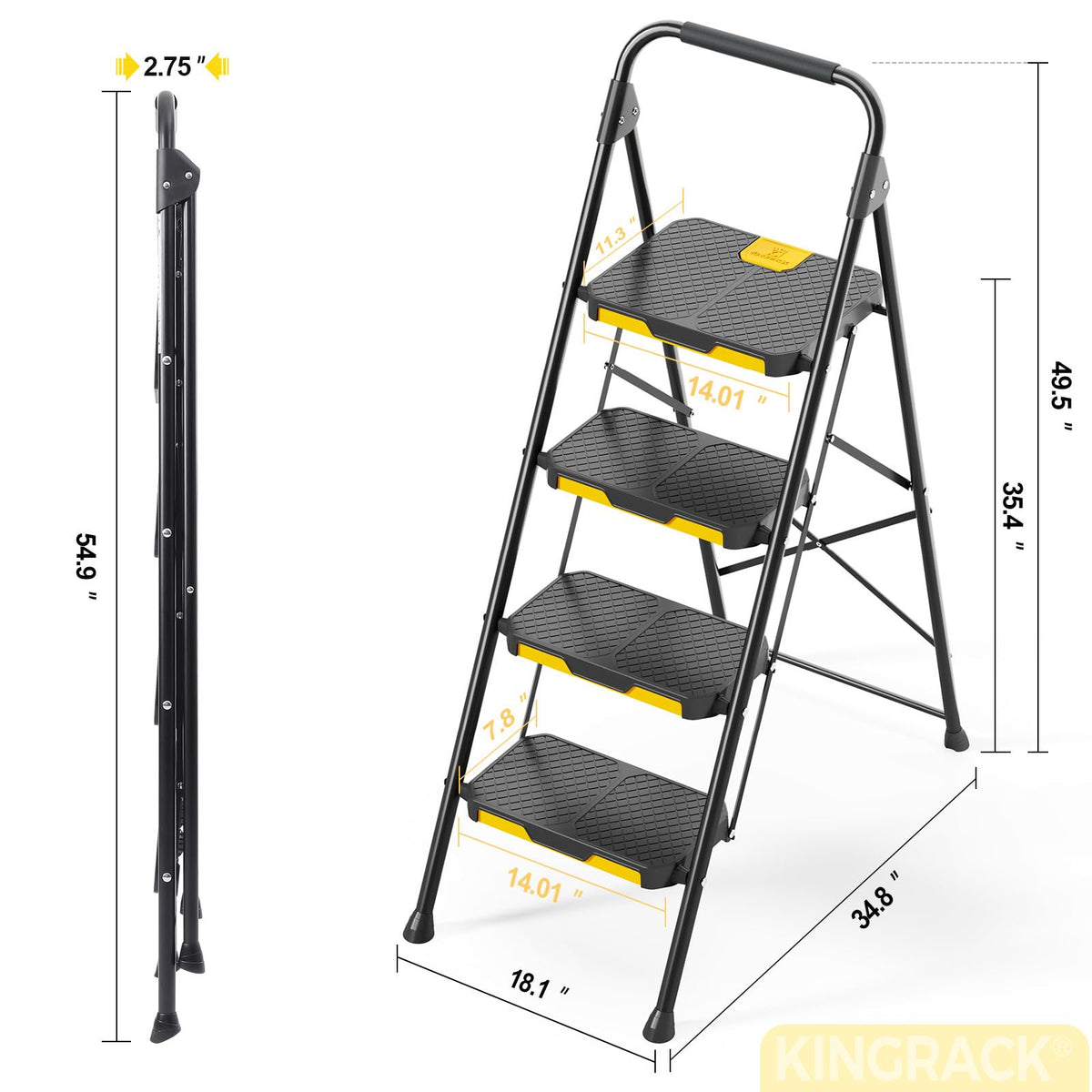4 Step Steel Step Stool with Safe-Lock, Black K57449