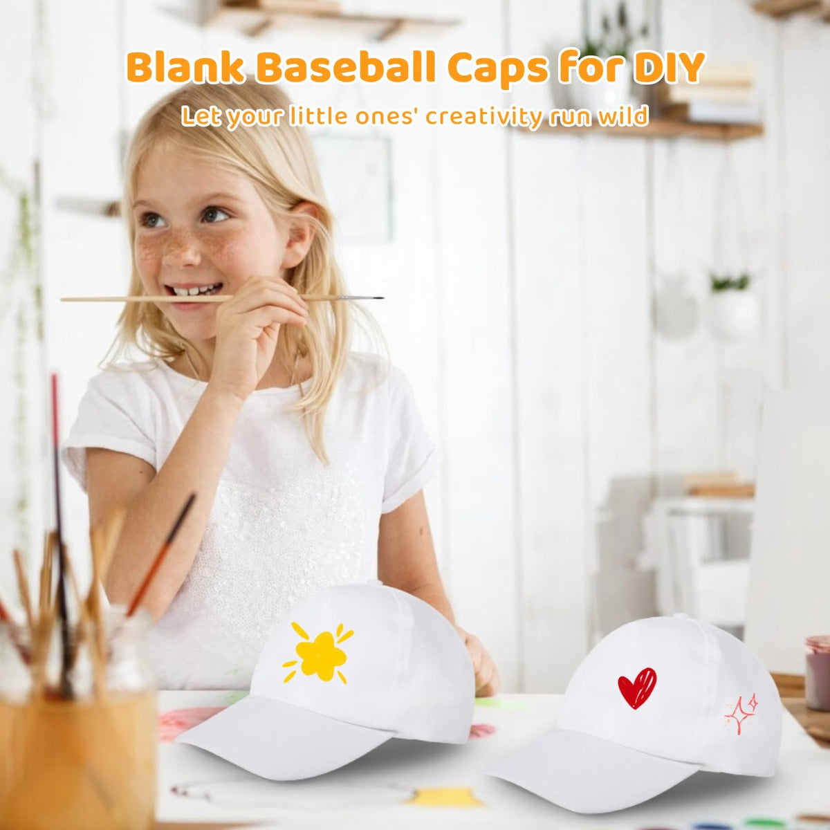 30 Pcs White Adjustable Polyester Baseball Caps T87887