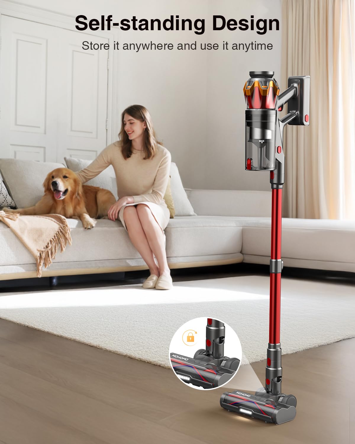 Cordless Stick Vacuum Cleaner 650W 55KPa Red N632164