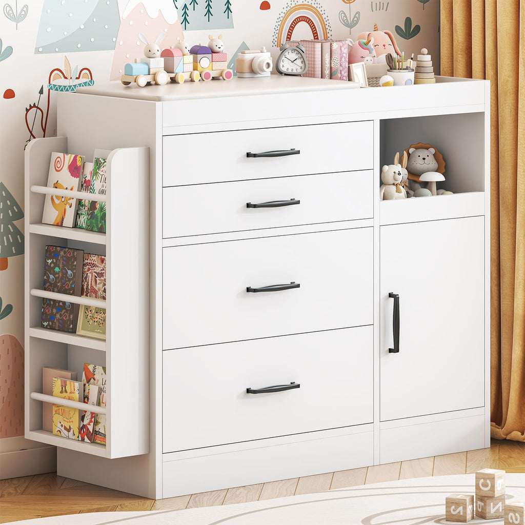 White 4 Drawer Baby Nursery Dresser with Changing Pad C8305