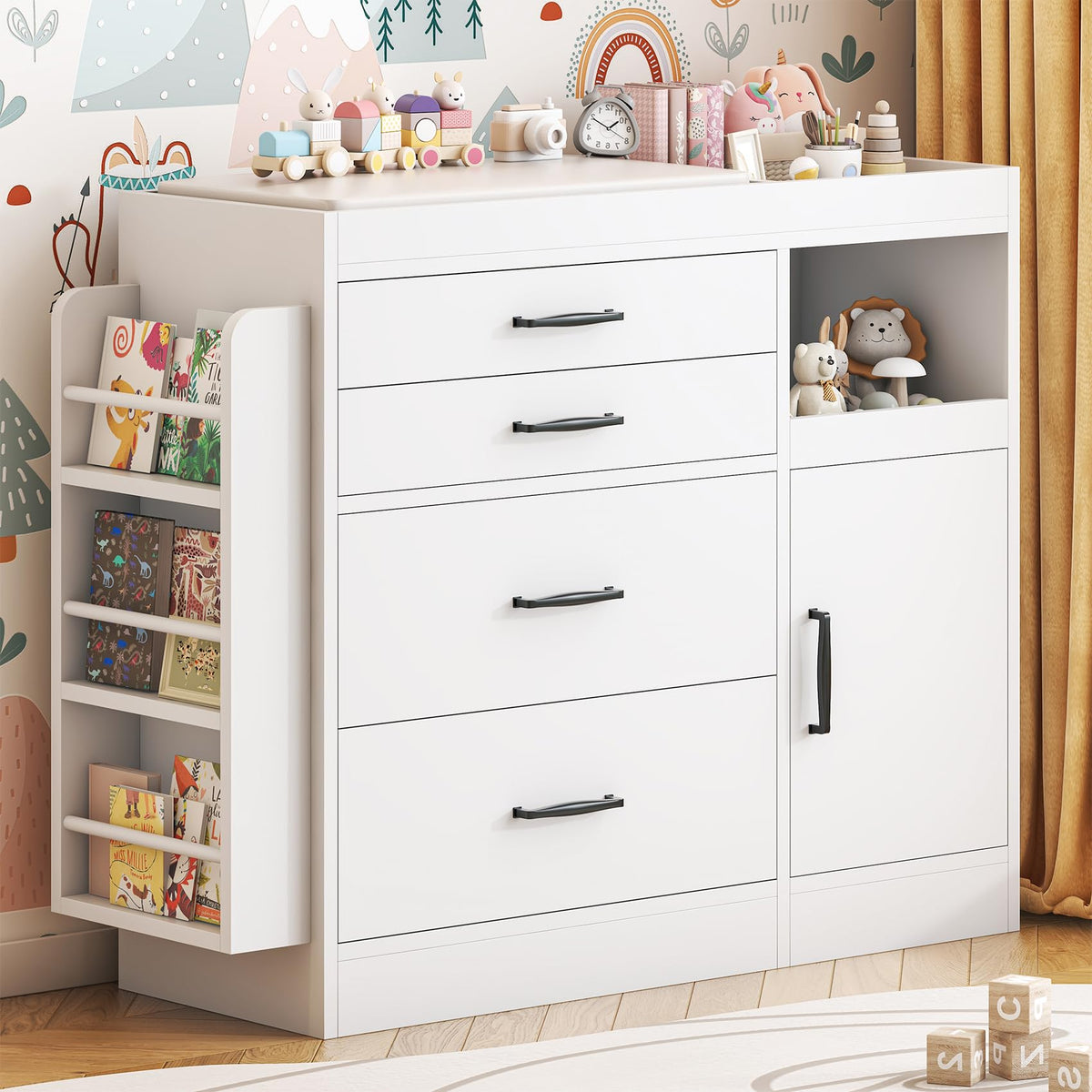 White 4 Drawer Baby Nursery Dresser with Changing Pad C8305