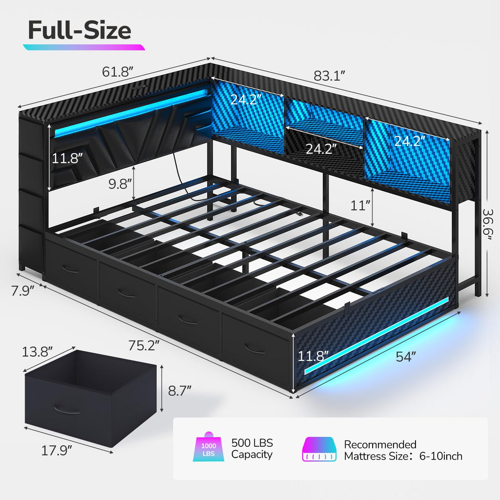 Full Corner Bed with Drawers H70862