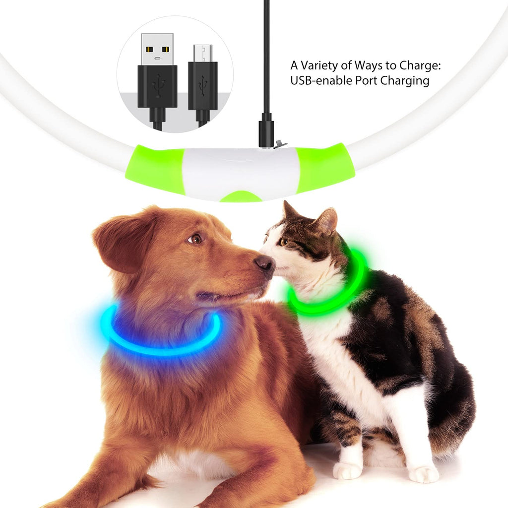 LED Dog Collar USB Rechargeable Green T93204