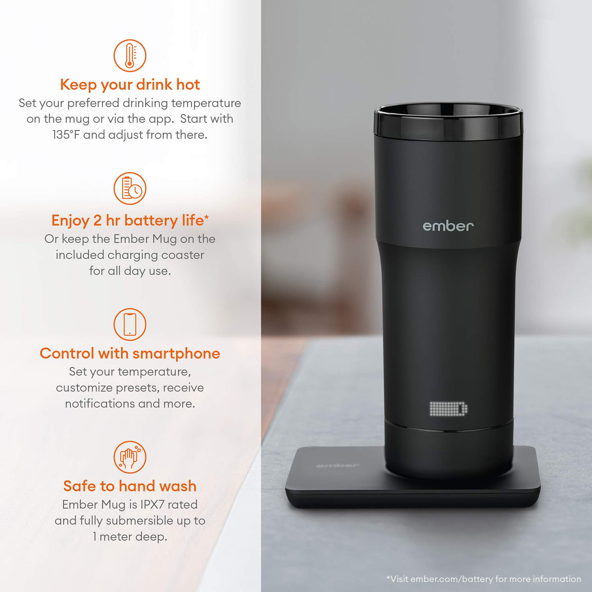 Black 12 Ounce Temperature Control Travel Mug C44428