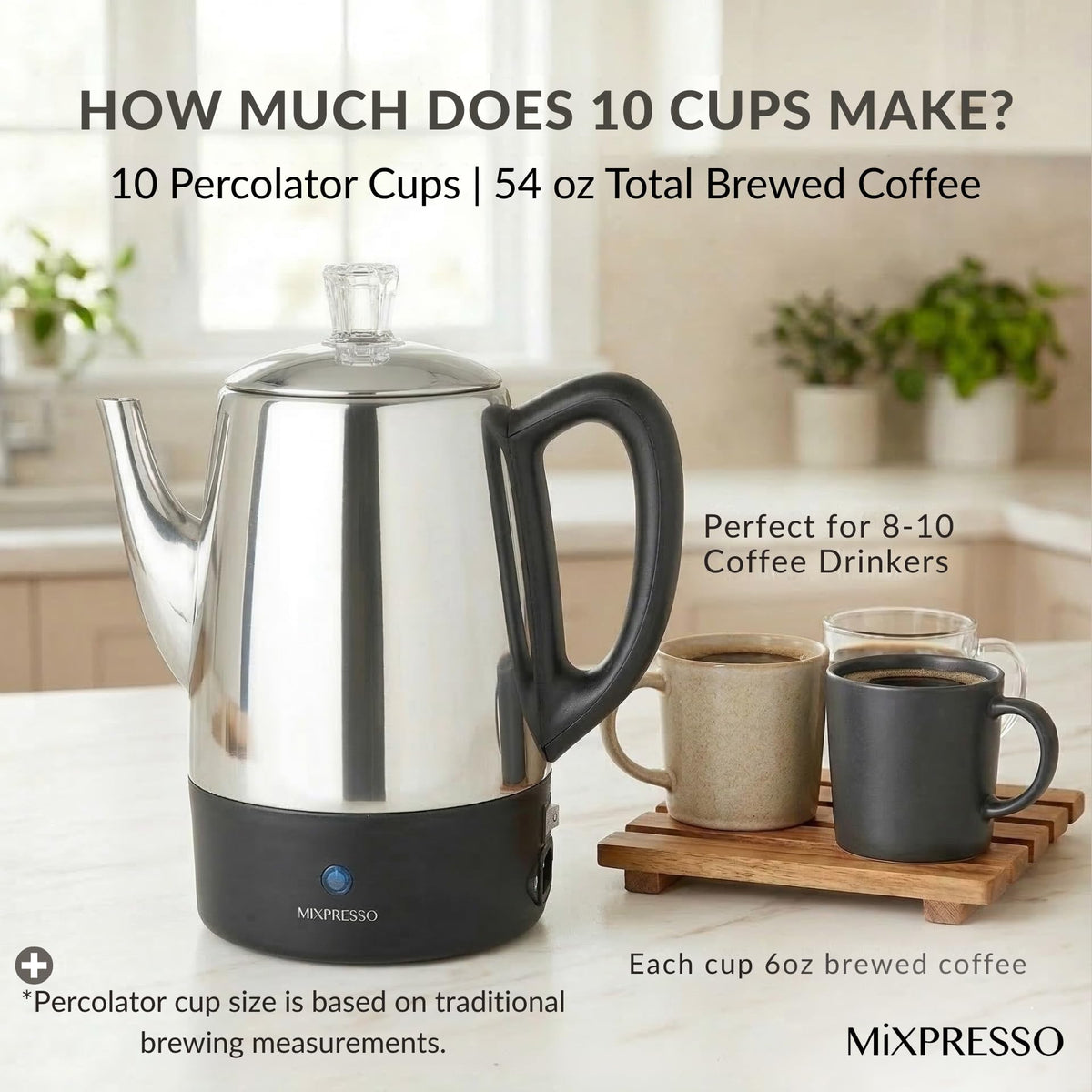 10 Cup Stainless Steel Electric Percolator Coffee Pot Y5283