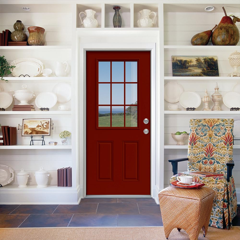 Primed Fiberglass 9 Lite Prehung Door 32" x 80" C28410