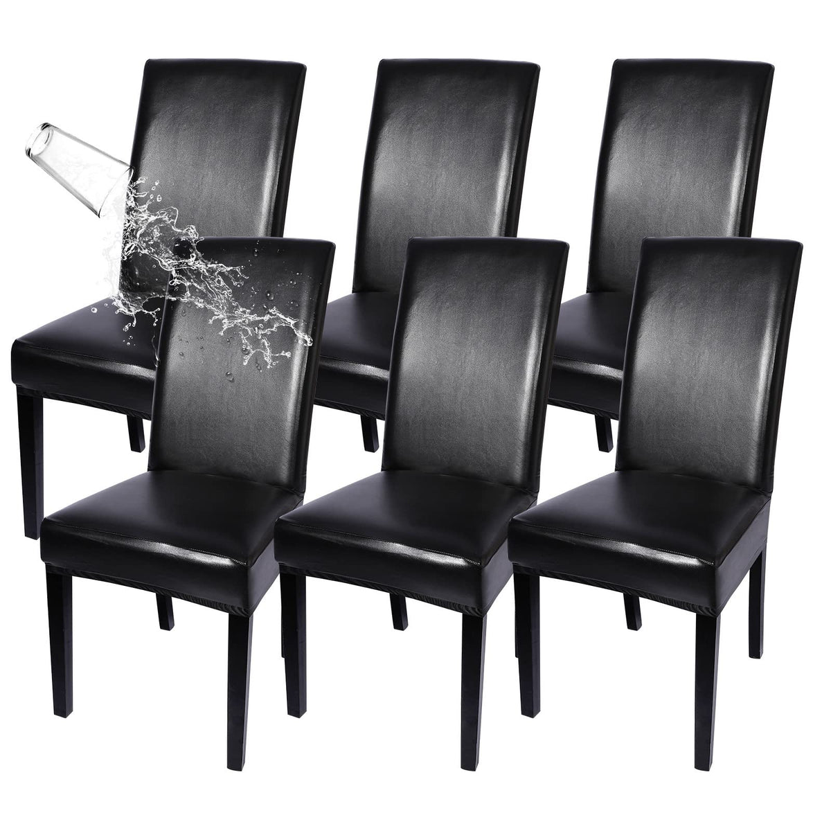Waterproof PU Leather Dining Chair Covers Set of 6 X14158
